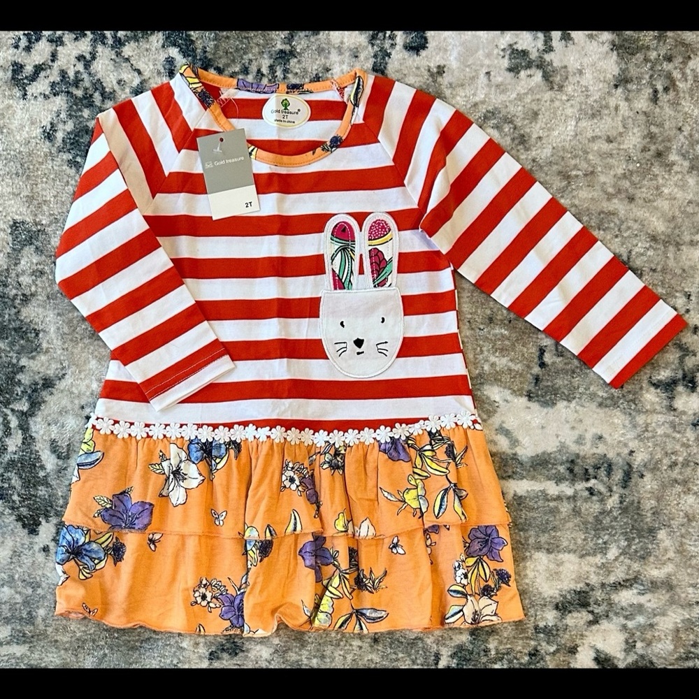 Striped Red and Orange Bunny Dress